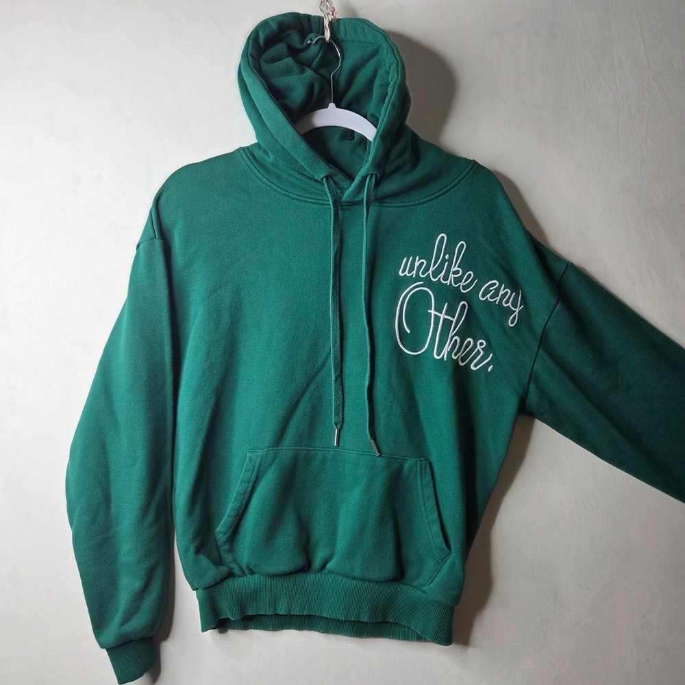 JCoolStory Hoodie Women Green Unlike Any Other Embroidered Fleece Lined Pullover